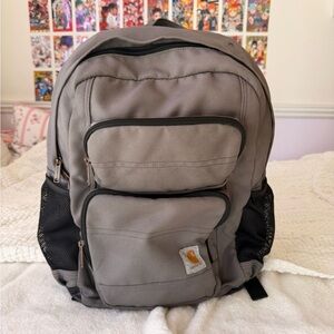 Carhartt Gray Multi-Pocket Men's Backpack with Black Mesh Sides